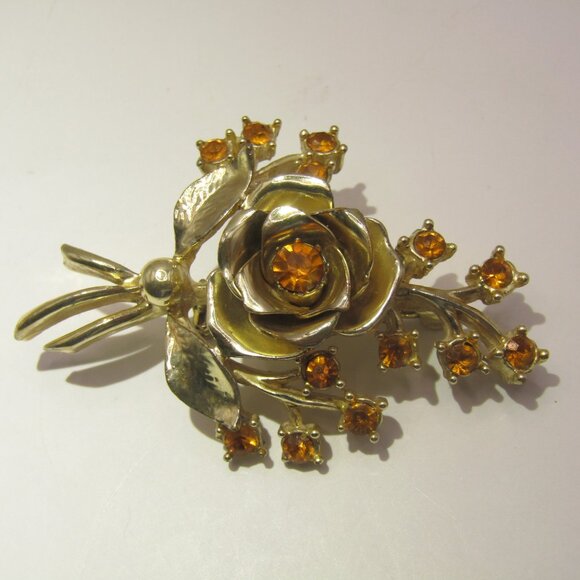 Vintage Coro Flower Brooch and Earrings Set - Picture 3 of 15